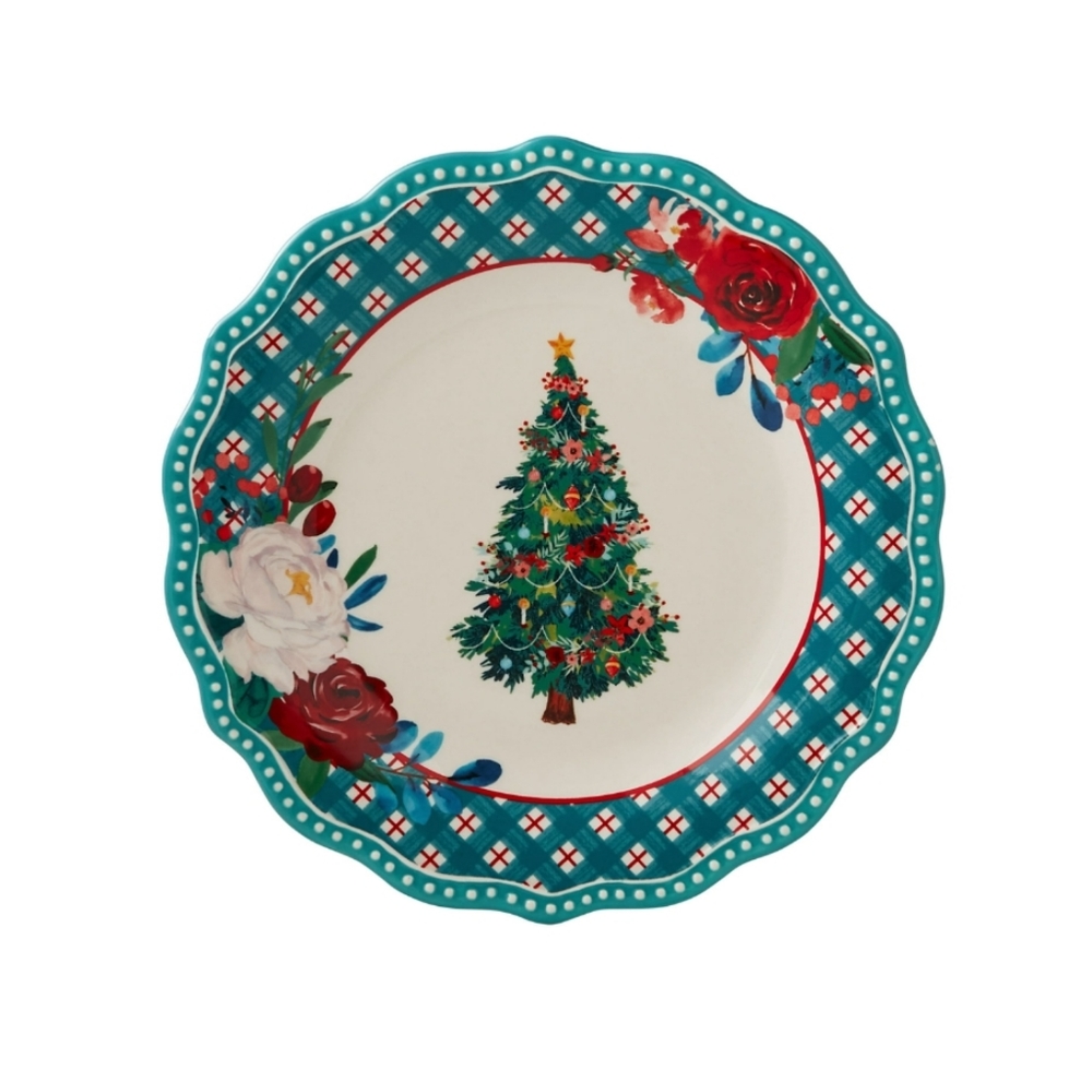 2022 2 Pack New Pioneer Woman Wishful Winter Holiday Teal Salad Plate